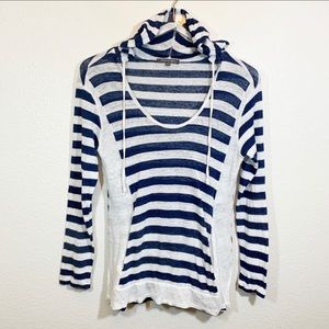 Michael Stars 100% linen striped hoodie pullover